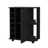Woodland Bar Cart with Casters, Wine Rack and Open Shelf