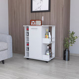 Woodland Bar Cart with Casters, Wine Rack and Open Shelf