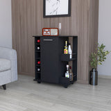 Woodland Bar Cart with Casters, Wine Rack and Open Shelf