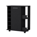 Woodland Bar Cart with Casters, Wine Rack and Open Shelf