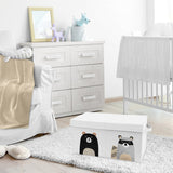Woodland Bear Racoon Collection Boy or Girl Kids Fabric Toy Bin Storage - Neutral Beige, Green, Black and Grey Forest Pals