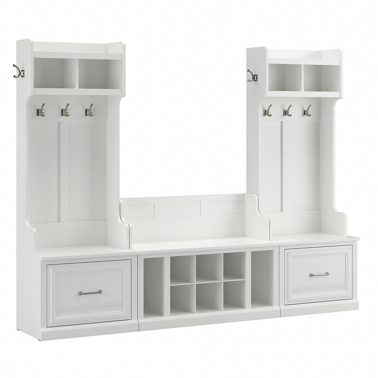 Woodland Hall Trees and Shoe Bench with Drawers by Bush Furniture
