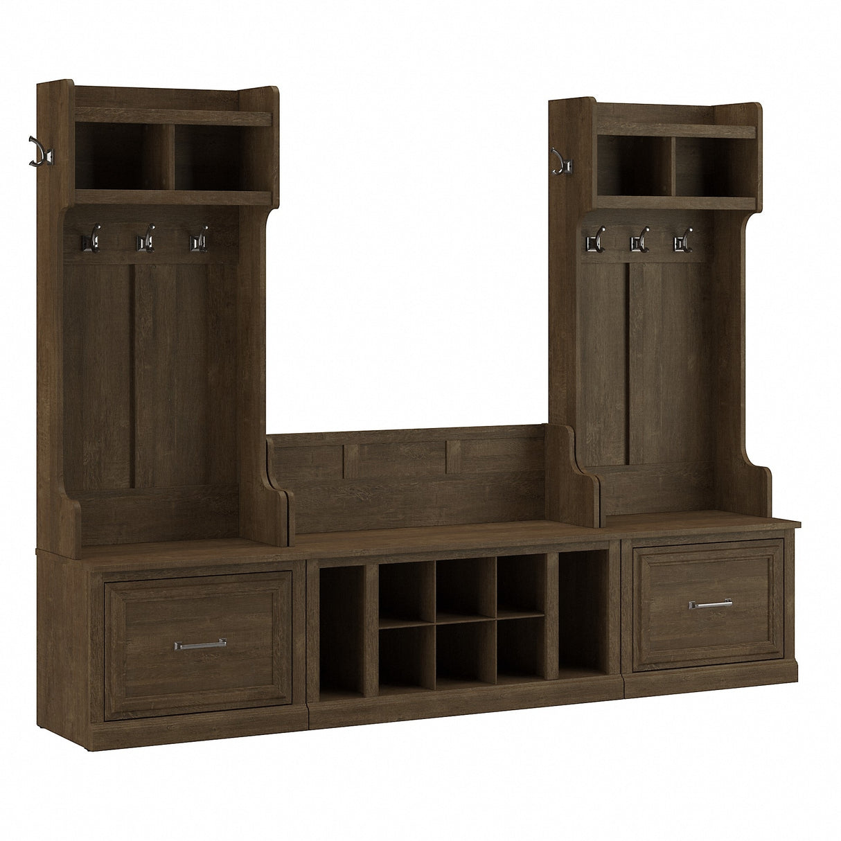 Woodland Hall Trees and Shoe Bench with Drawers by Bush Furniture