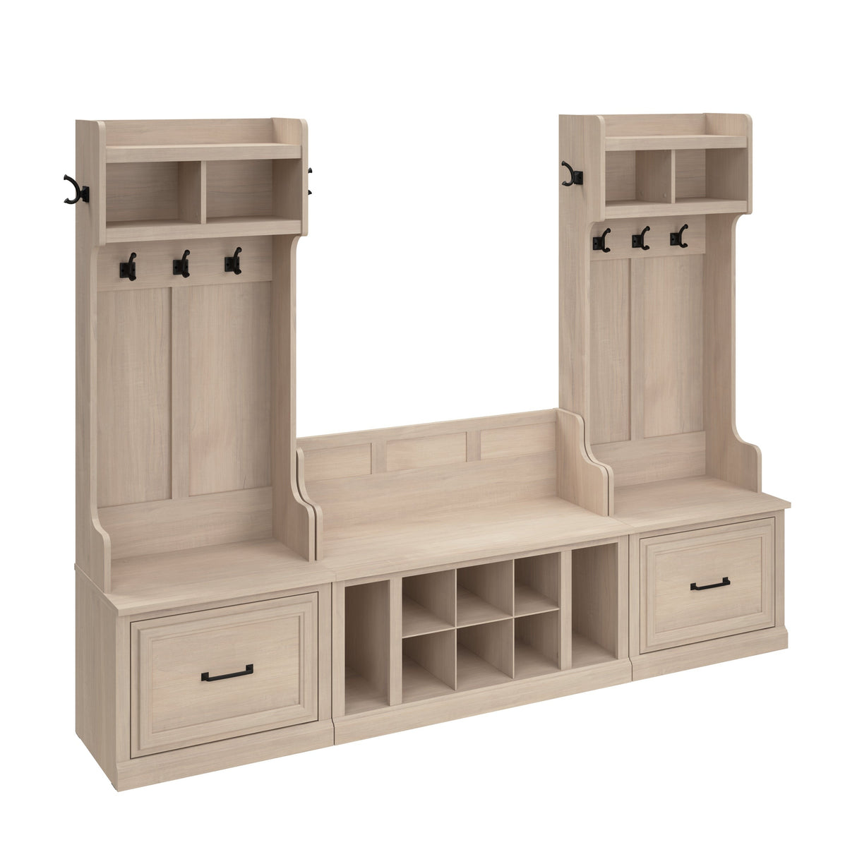 Woodland Hall Trees and Shoe Bench with Drawers by Bush Furniture