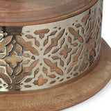 Woodworth Boho Handcrafted Mango Wood Hurricane Candle Holder by Christopher Knight Home - 6.75" L x 6.75" W x 9.50" H