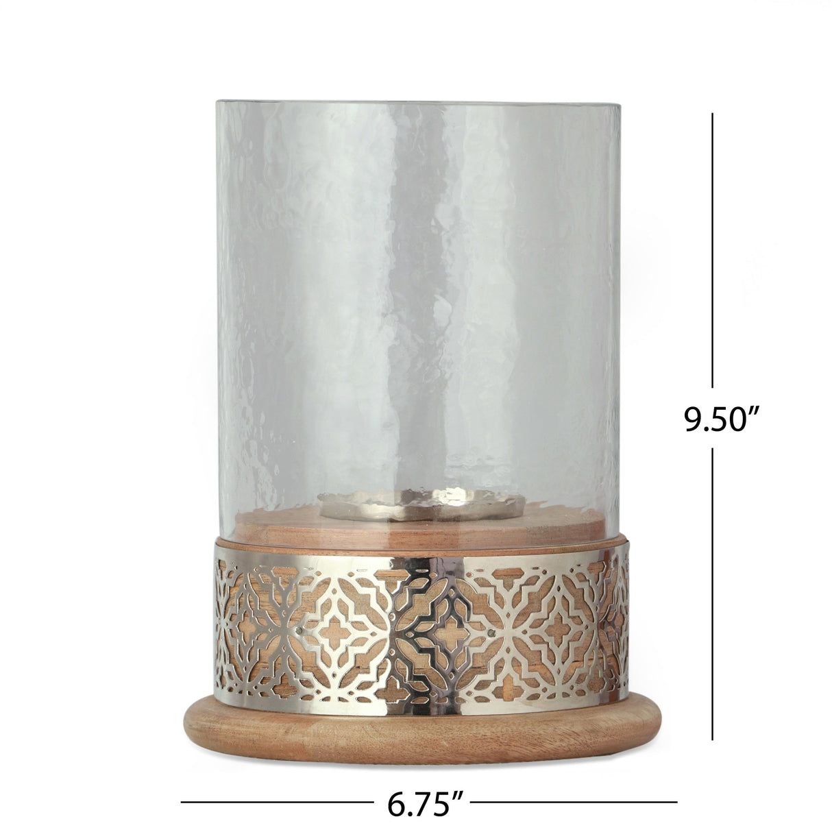 Woodworth Boho Handcrafted Mango Wood Hurricane Candle Holder by Christopher Knight Home - 6.75" L x 6.75" W x 9.50" H