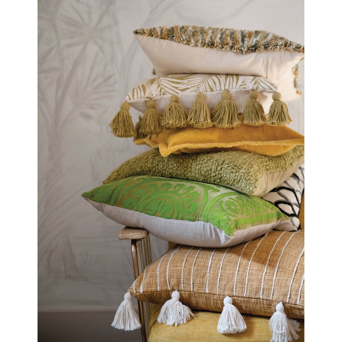 Wool Blend Boucle Pillow, Green