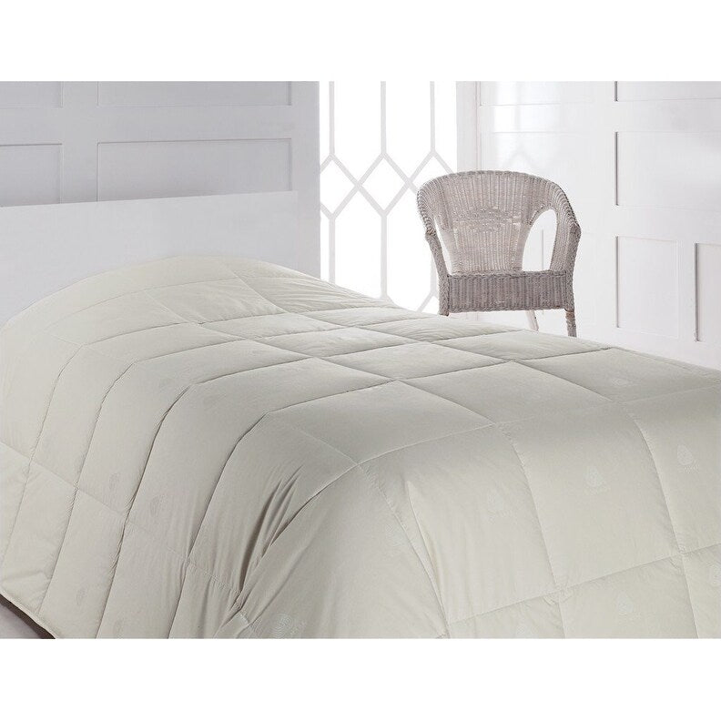 Wool Filled Comforter Duvet, Hypoallergenic, 100% Cotton, Off White