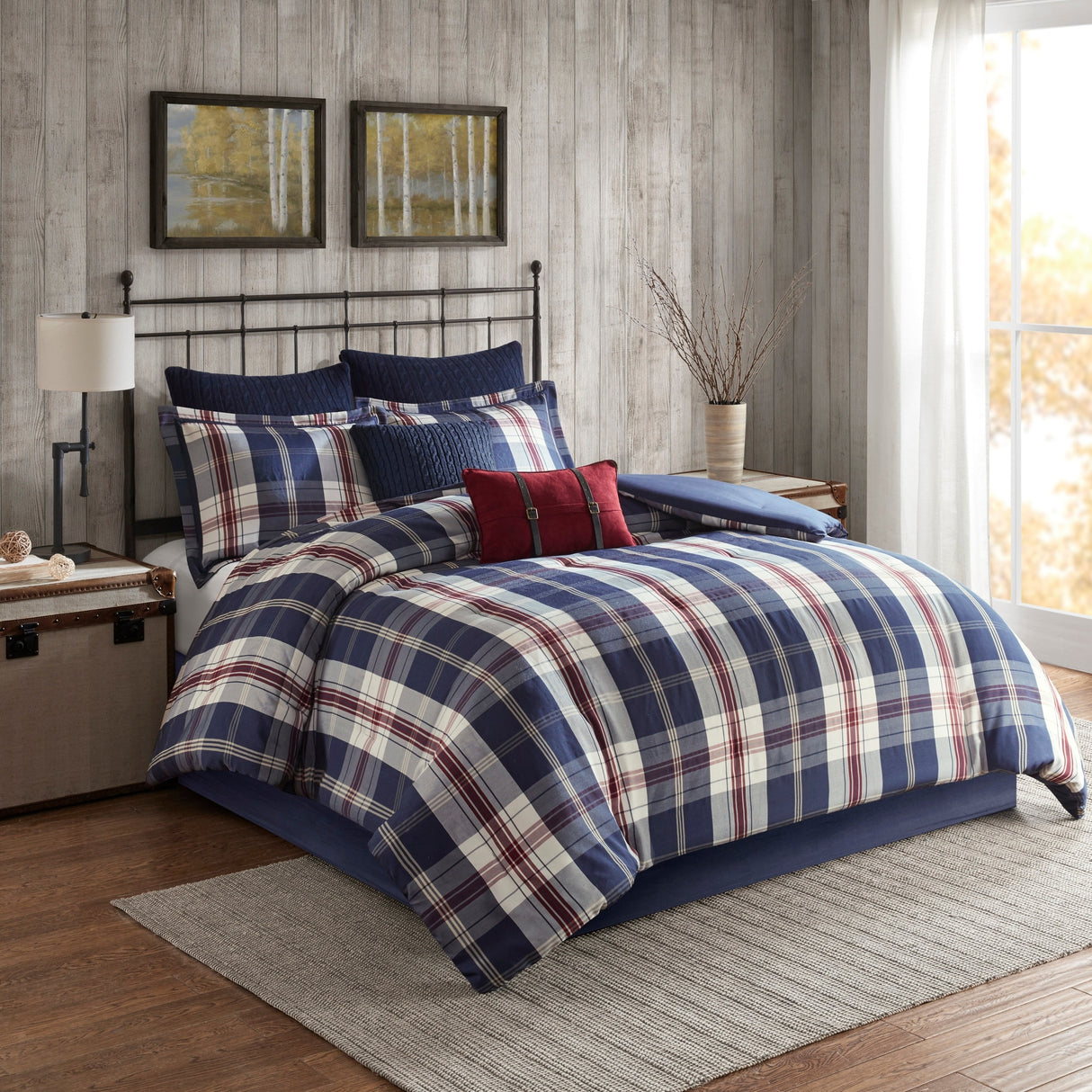 Woolrich Ryland Blue Oversized Plaid Print Comforter Set