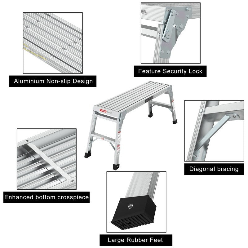 Work Platform Aluminum Step Ladder Drywall Folding Step Stool