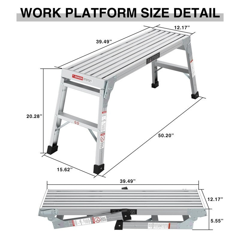 Work Platform Aluminum Step Ladder Drywall Folding Step Stool
