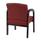 Fabric Mahogany Finish Wood Visitor Chair