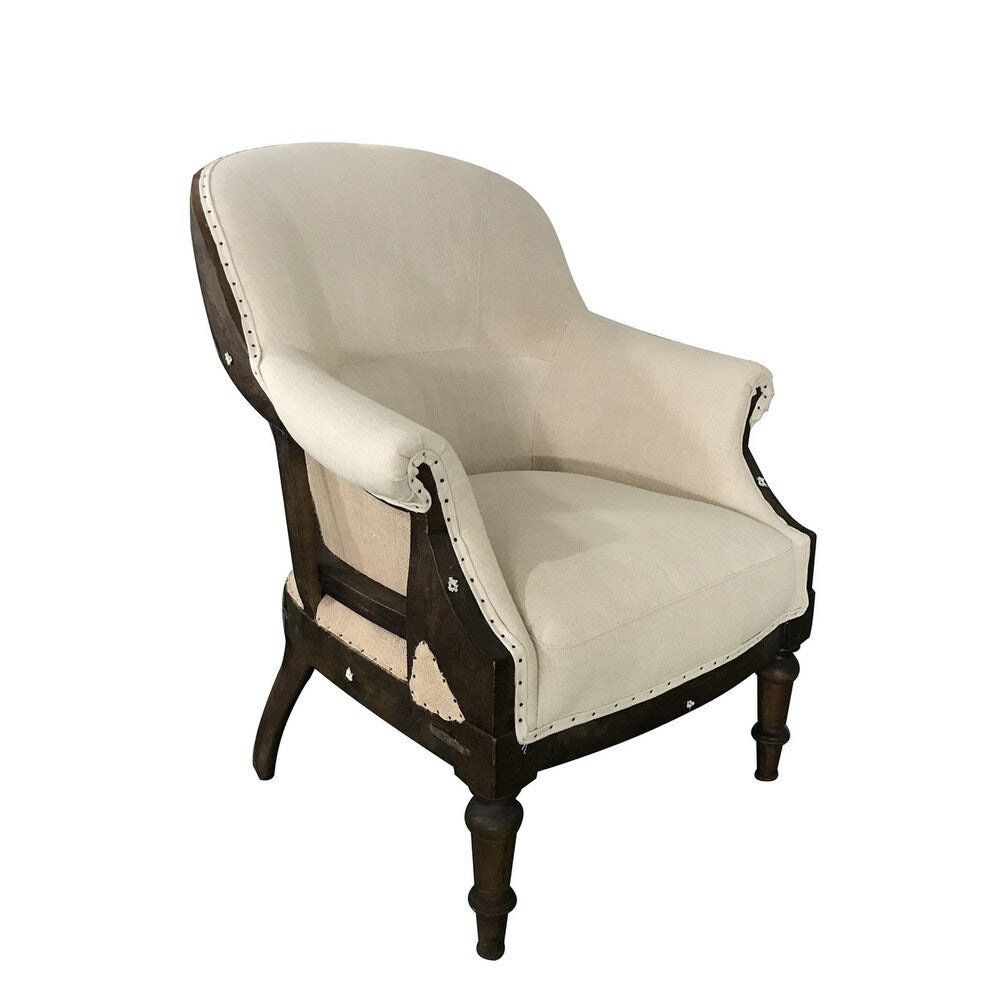 World Interiors Off-White Linen Deconstructed Chair
