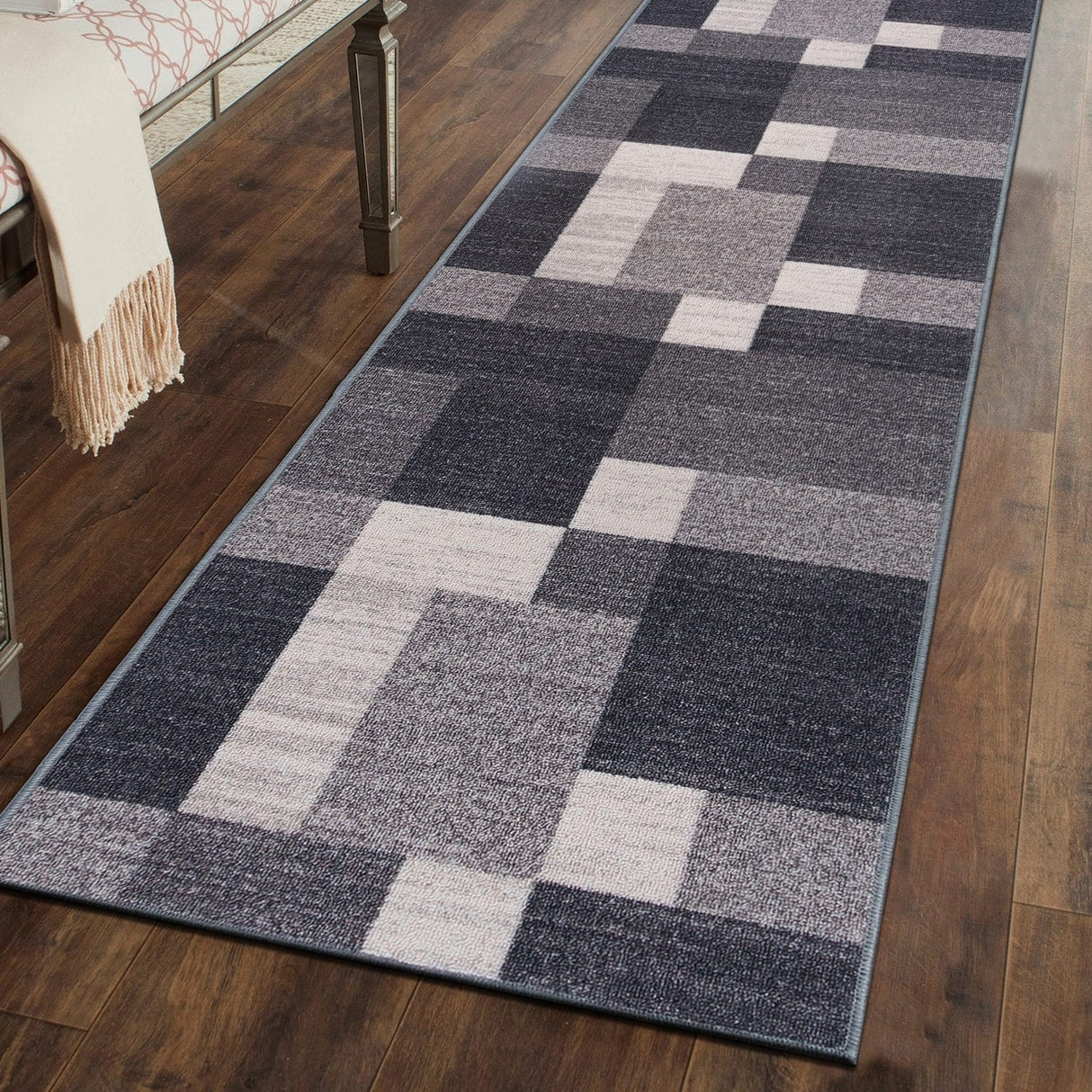World Rug Gallery Modern Boxes Design Non-slip (Non-skid) Area Rug