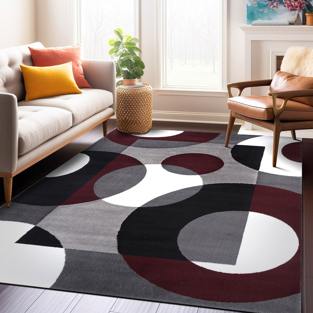 World Rug Gallery Modern Multicolored Geometric Area Rug