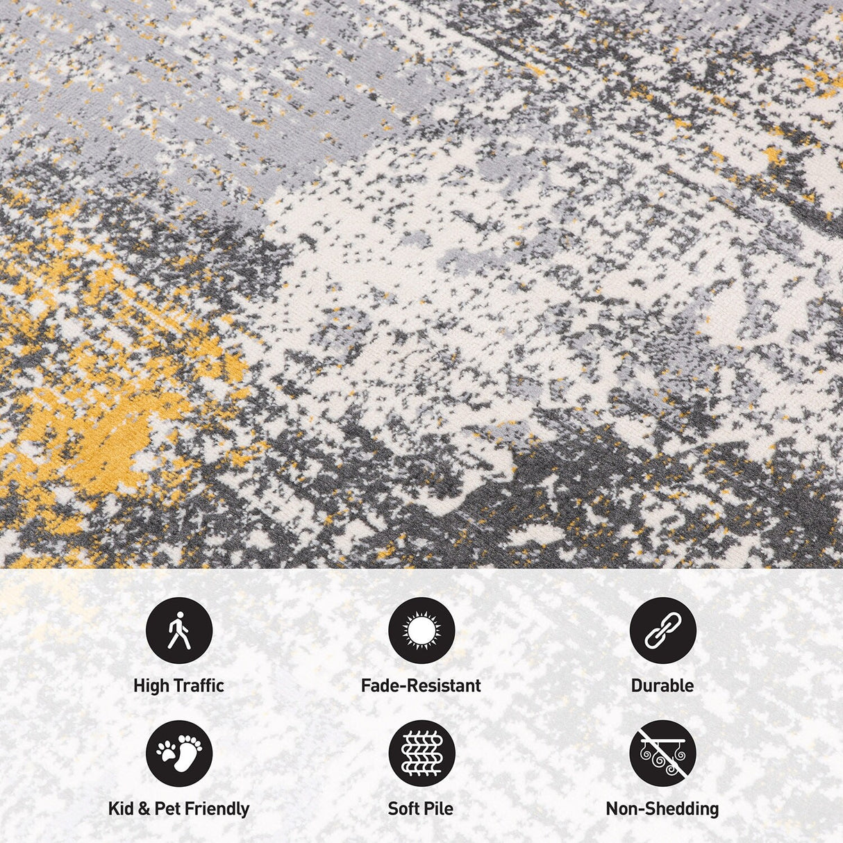 World Rug Gallery Prague Distressed Abstract Area Rug