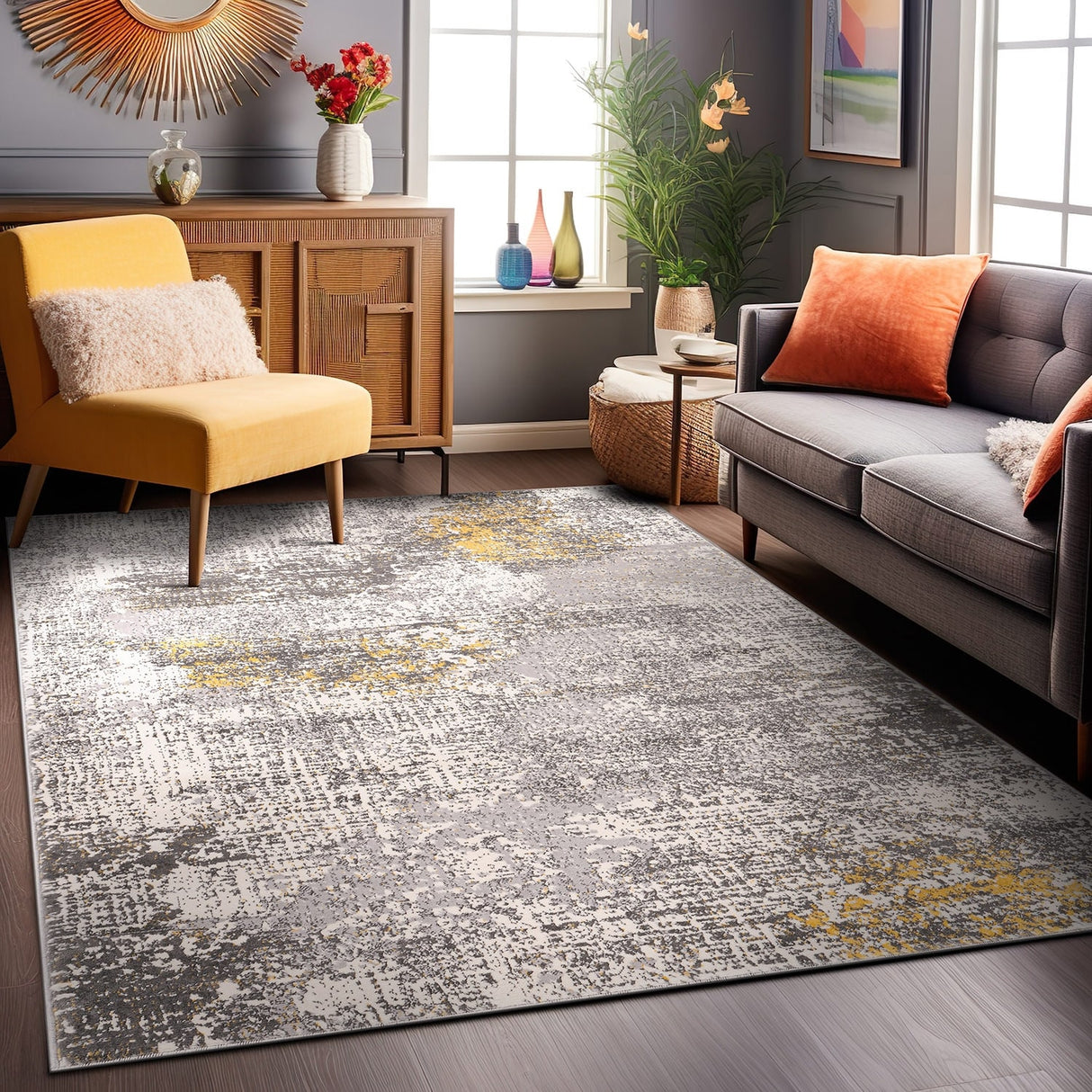World Rug Gallery Prague Distressed Abstract Area Rug