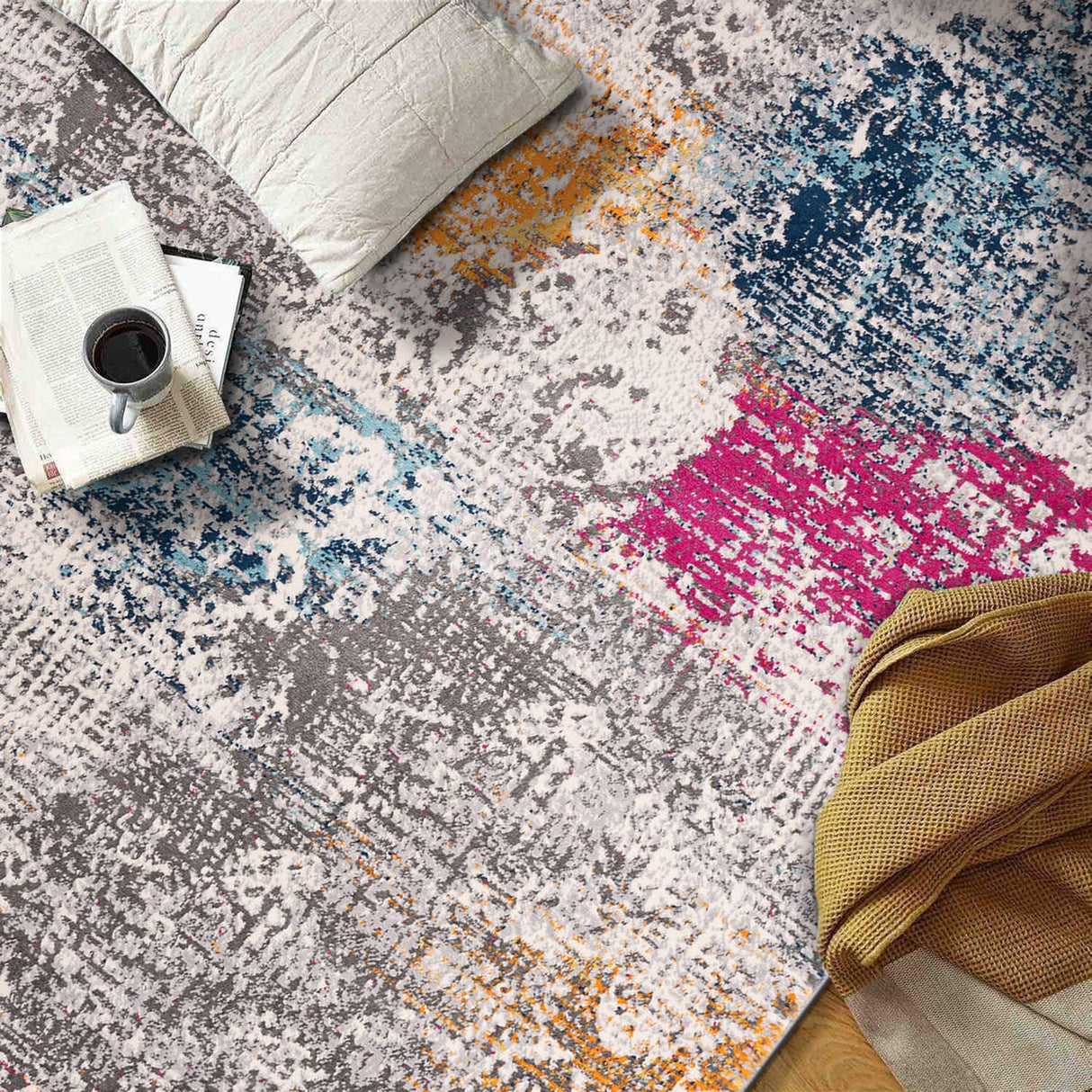 World Rug Gallery Prague Distressed Abstract Area Rug