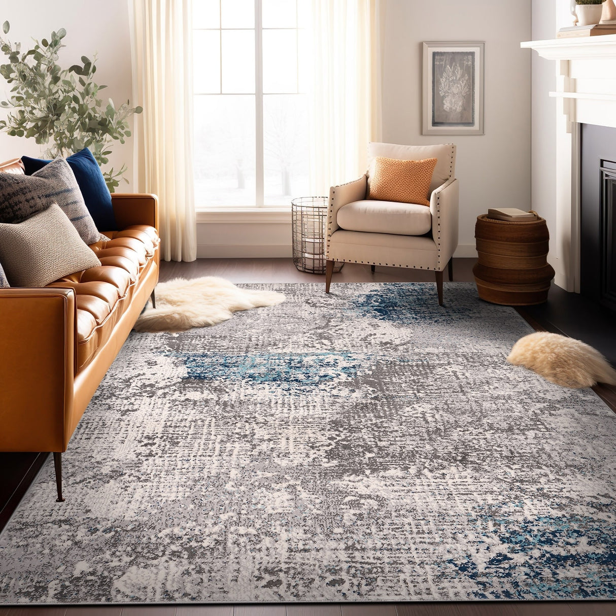 World Rug Gallery Prague Distressed Abstract Area Rug