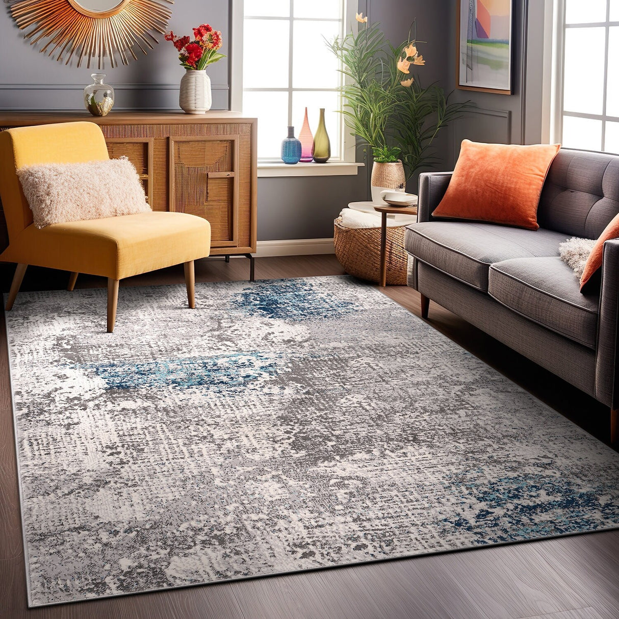 World Rug Gallery Prague Distressed Abstract Area Rug