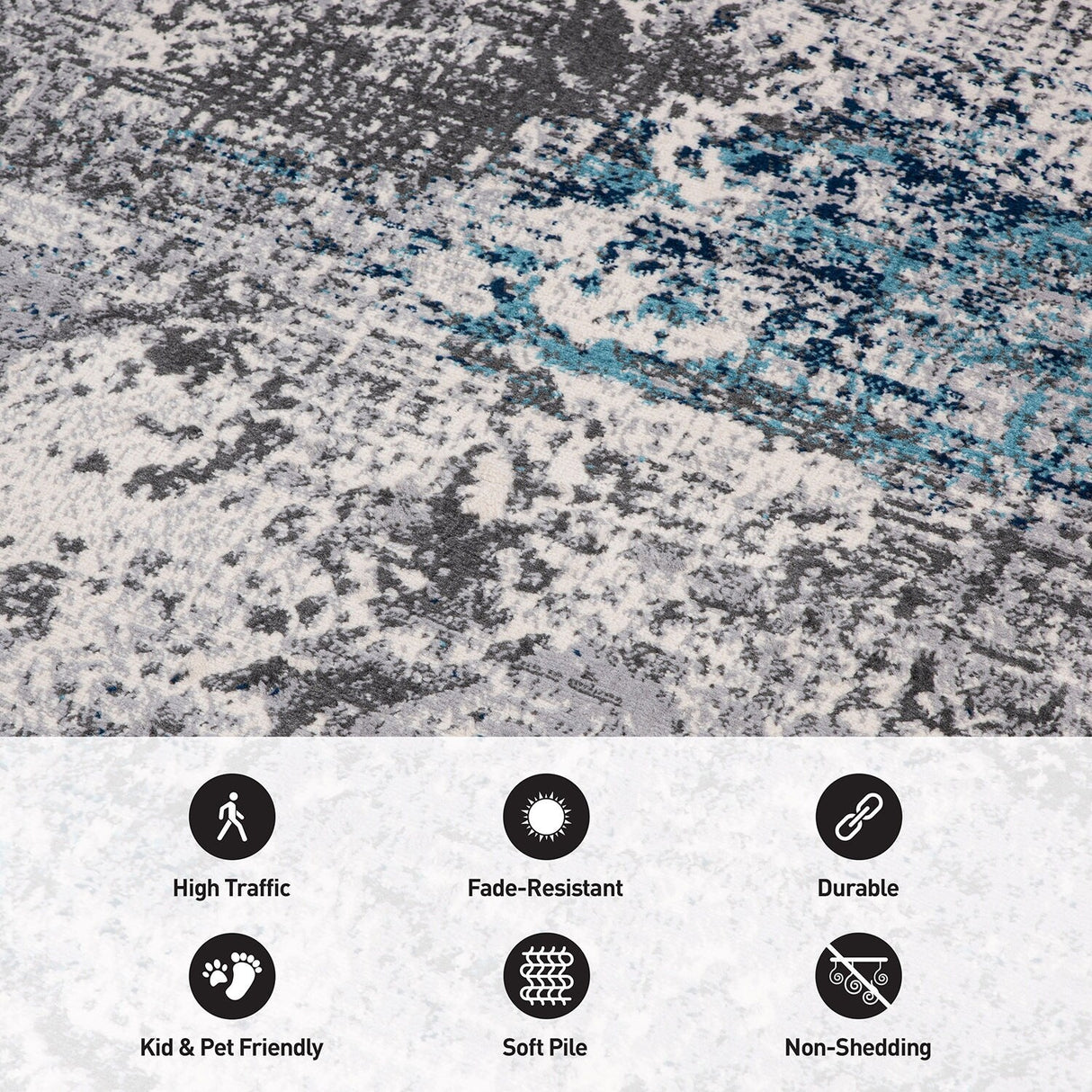 World Rug Gallery Prague Distressed Abstract Area Rug