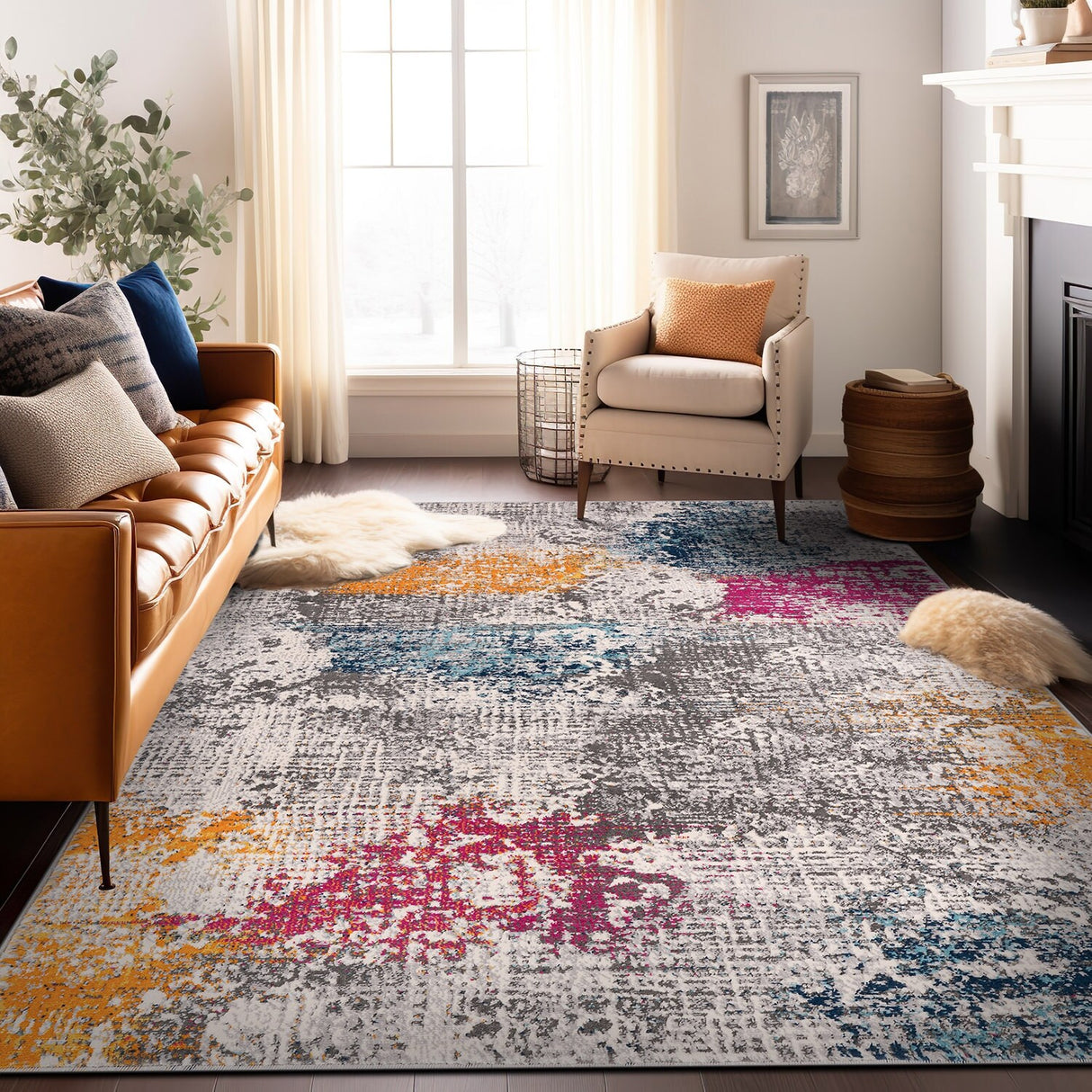 World Rug Gallery Prague Distressed Abstract Area Rug