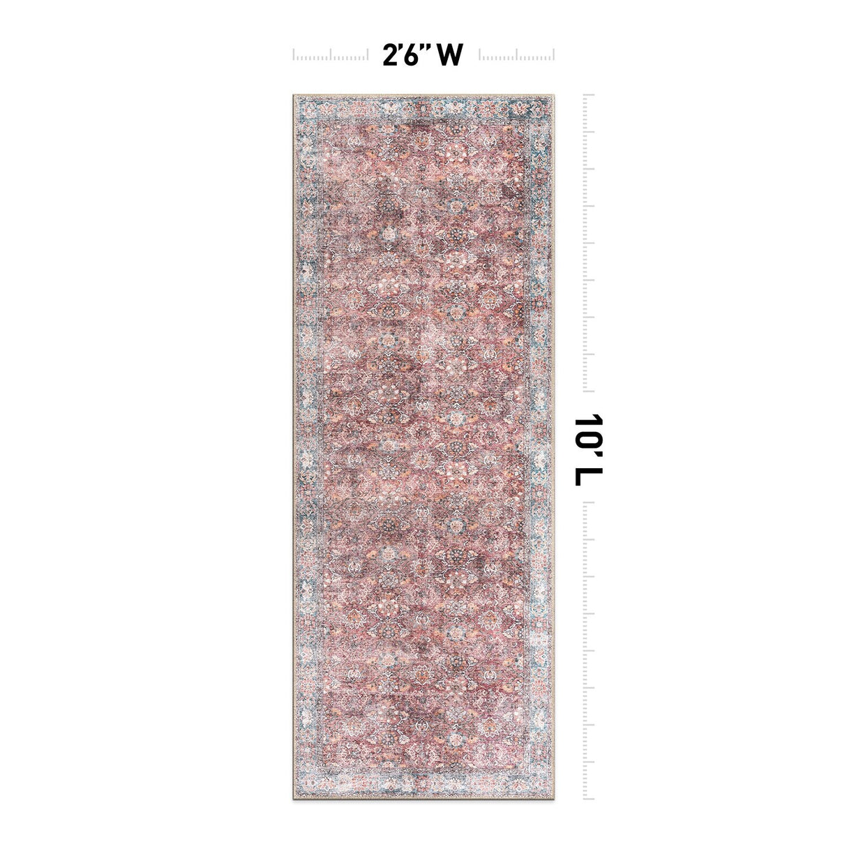 World Rug Gallery Transitional Bordered Vintage Machine Washable Non Slip Area Rug