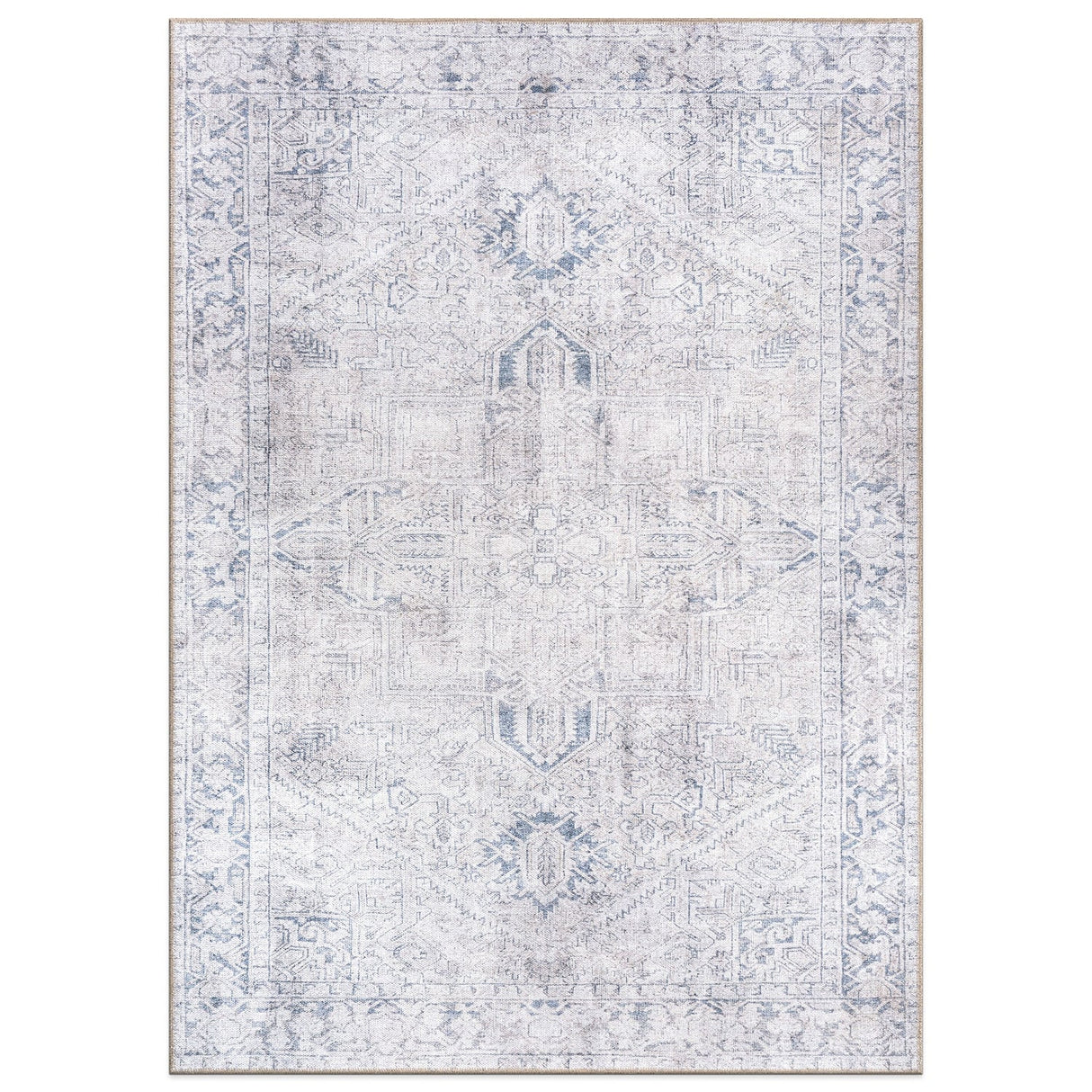 World Rug Gallery Vintage Boho Medallion Machine Washable Non Slip Area Rug
