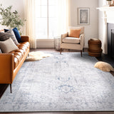 World Rug Gallery Vintage Boho Medallion Machine Washable Non Slip Area Rug