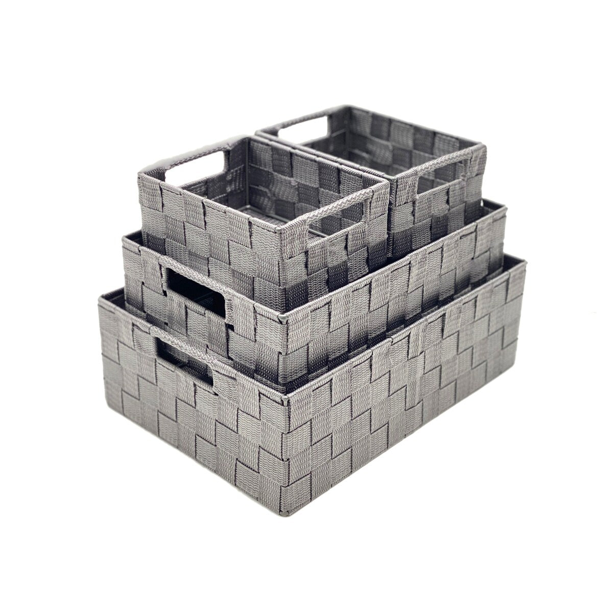 Woven 4 Piece Fabric Basket Set (Grey) by Handcrafted 4 Home