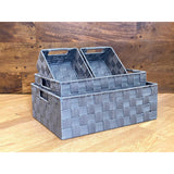Woven 4 Piece Fabric Basket Set (Grey) by Handcrafted 4 Home