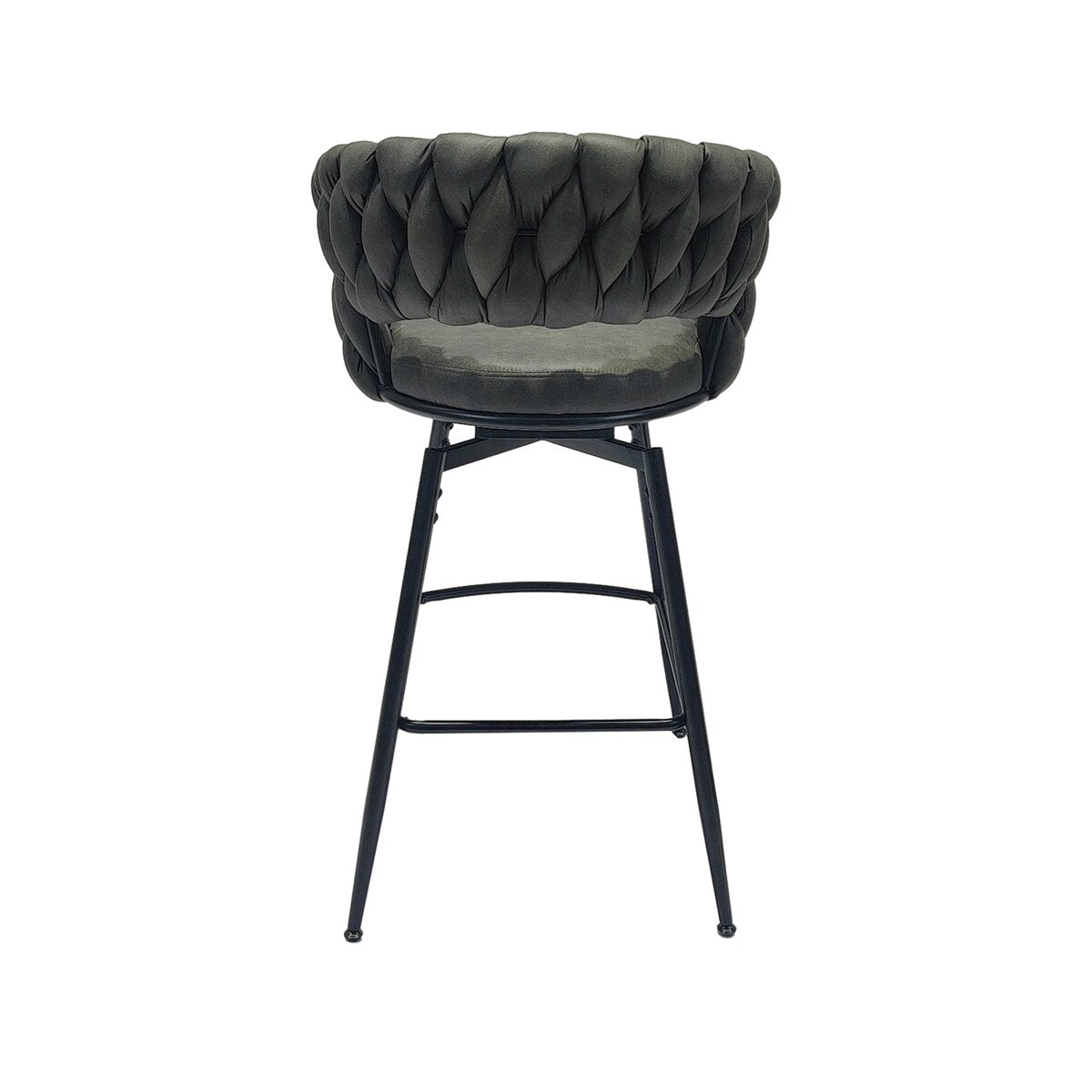 Woven Bar Stool Set of 2,No Adjustable Chairs,360 Swivel Bar Stools Upholstered Counter Stool Arm Chairs with Back Footrest