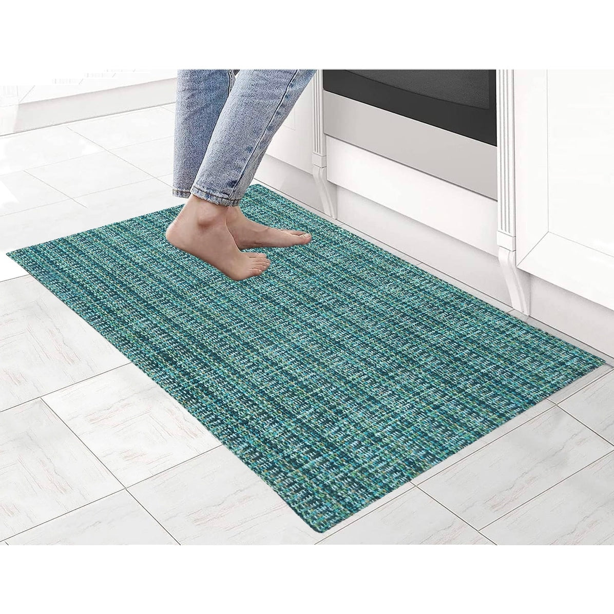 Woven Cotton Anti Fatigue Cushioned Kitchen | Doormat | Bathroom 18" x 30" Mats With Foam Backing Anti Slip - 18''x30''
