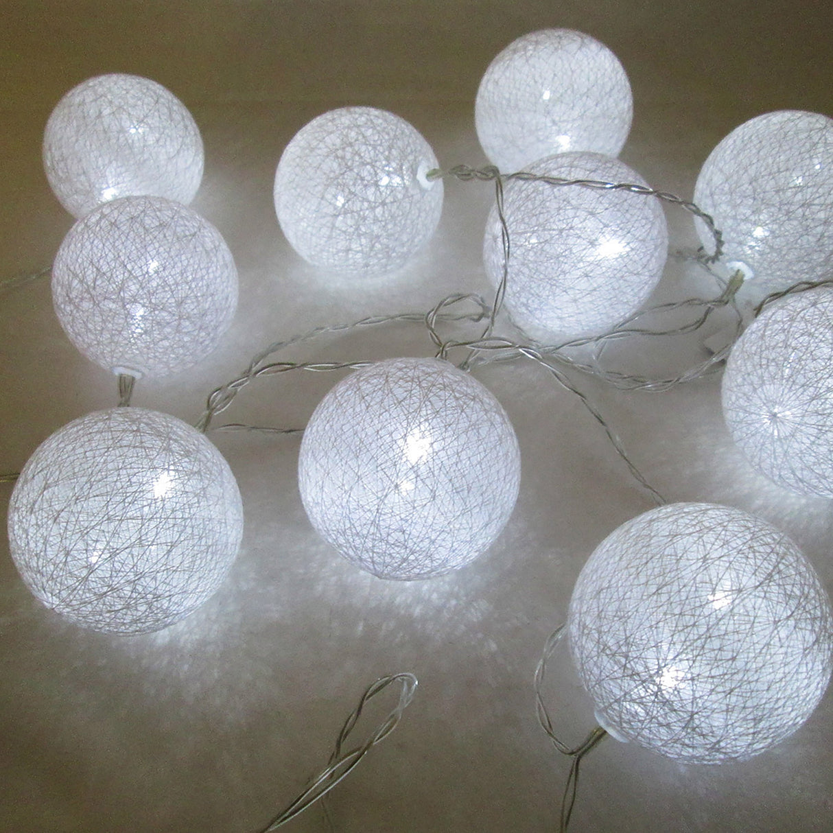 Woven Cotton Ball Globe LED String Light Fairy Lights Battery Operated 84in - 84" L x 2.5" W x 2.5" DP