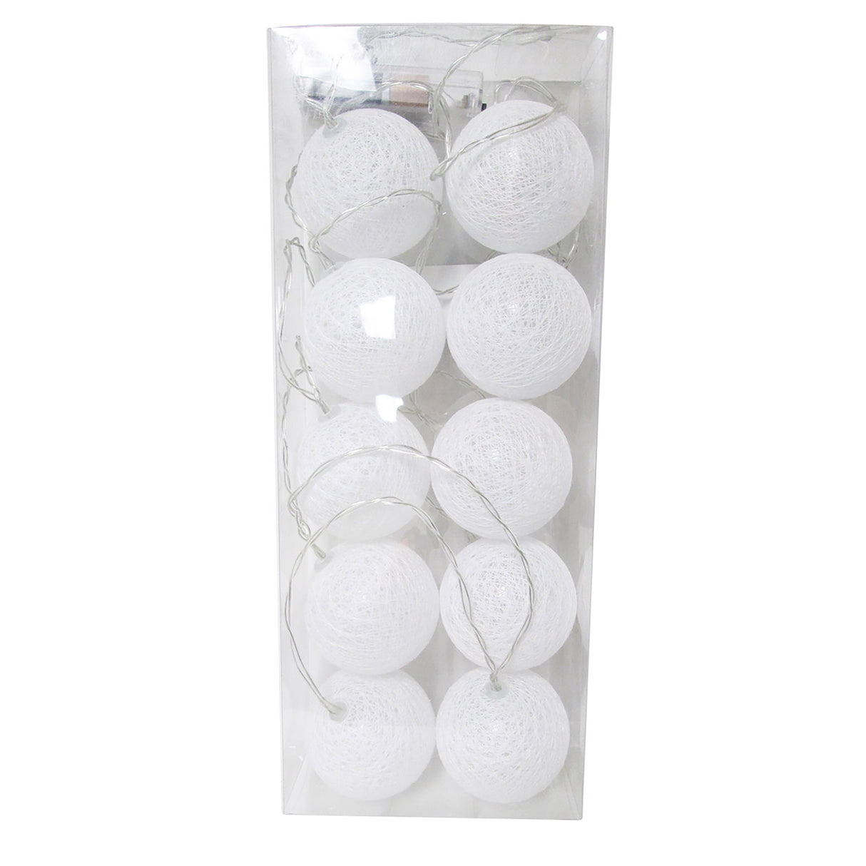 Woven Cotton Ball Globe LED String Light Fairy Lights Battery Operated 84in - 84" L x 2.5" W x 2.5" DP