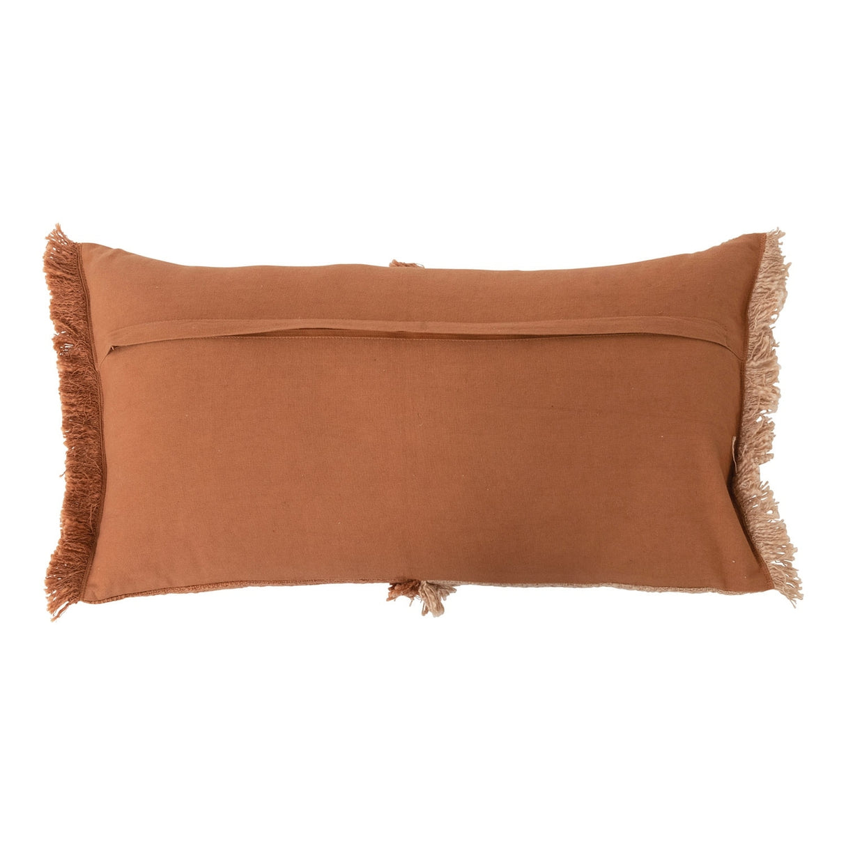 Woven Cotton Lumbar Pillow with Fringe