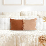 Woven Cotton Lumbar Pillow with Fringe