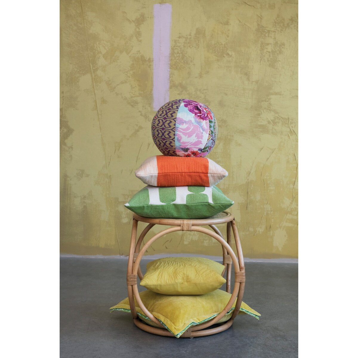 Woven Cotton Pillow with Stripe
