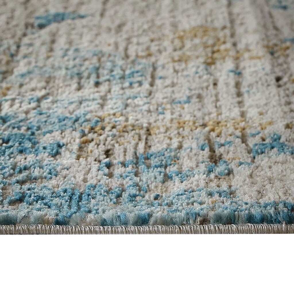 Woven Indoor Dining Accent Modern Home Décor, Ultra Soft Floor Carpets for Bedroom, 7'11"W x 10'L, Distressed Blue Abstract