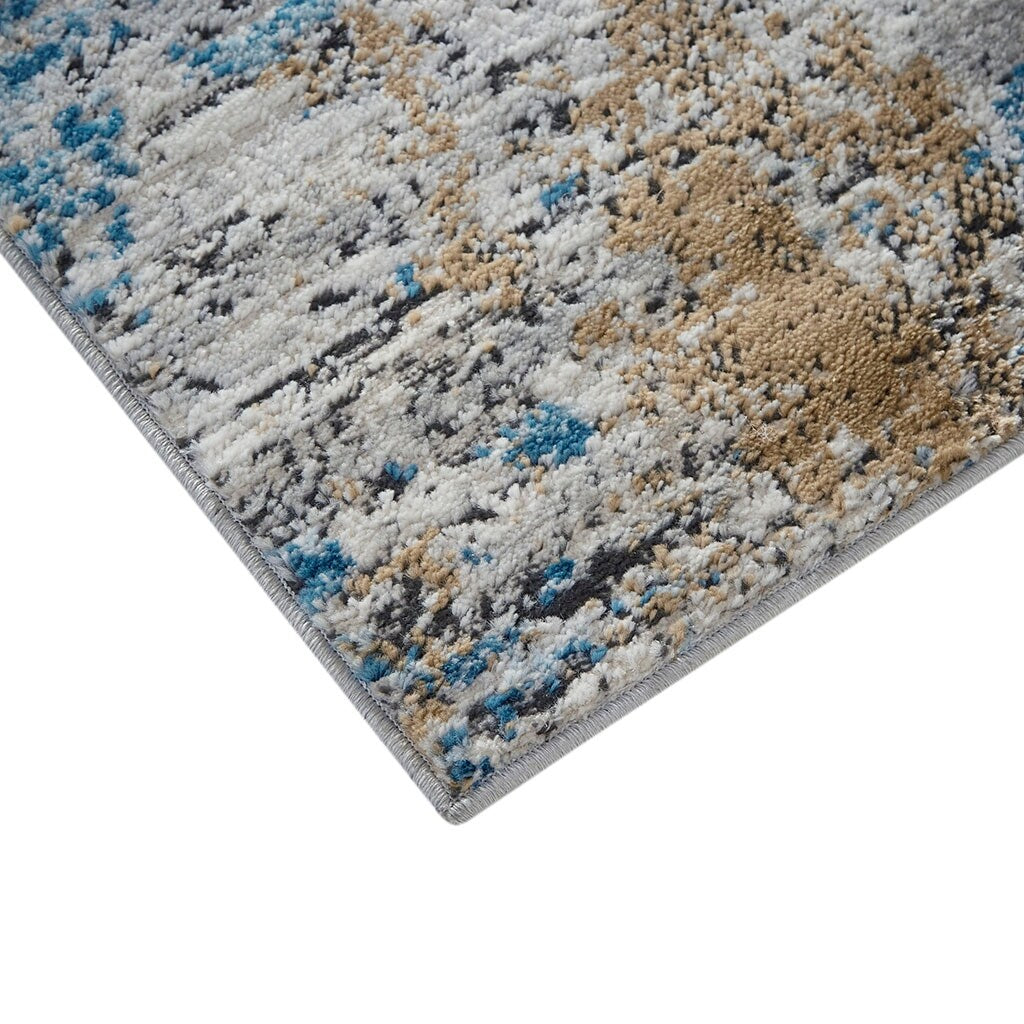 Woven Indoor Dining Accent Modern Home Décor, Ultra Soft Floor Carpets for Bedroom, 7'11"W x 10'L, Distressed Blue Abstract