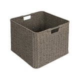 Household Essentials Woven Paper Rope Cube Basket with Stainless Steel Handles - 14.6"L x 14.6"W x 11.0"H