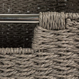 Household Essentials Woven Paper Rope Cube Basket with Stainless Steel Handles - 14.6"L x 14.6"W x 11.0"H