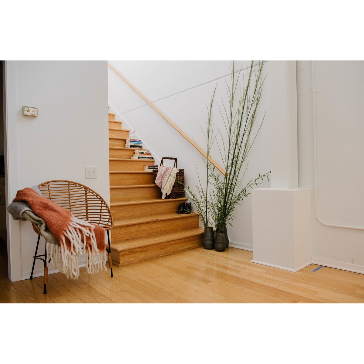 Woven Rattan Stair Basket