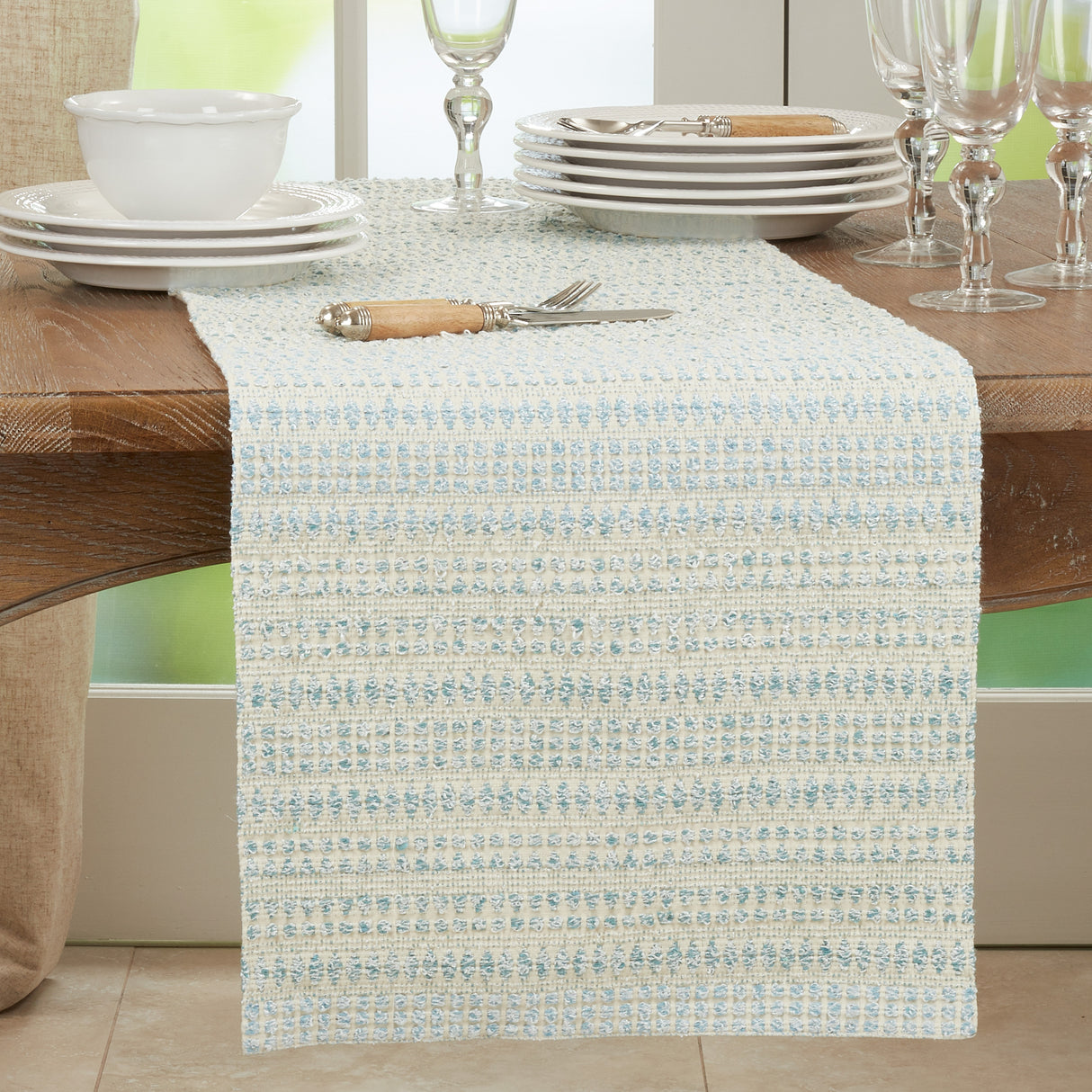Woven Table Runner With Line Design - 16"x72"