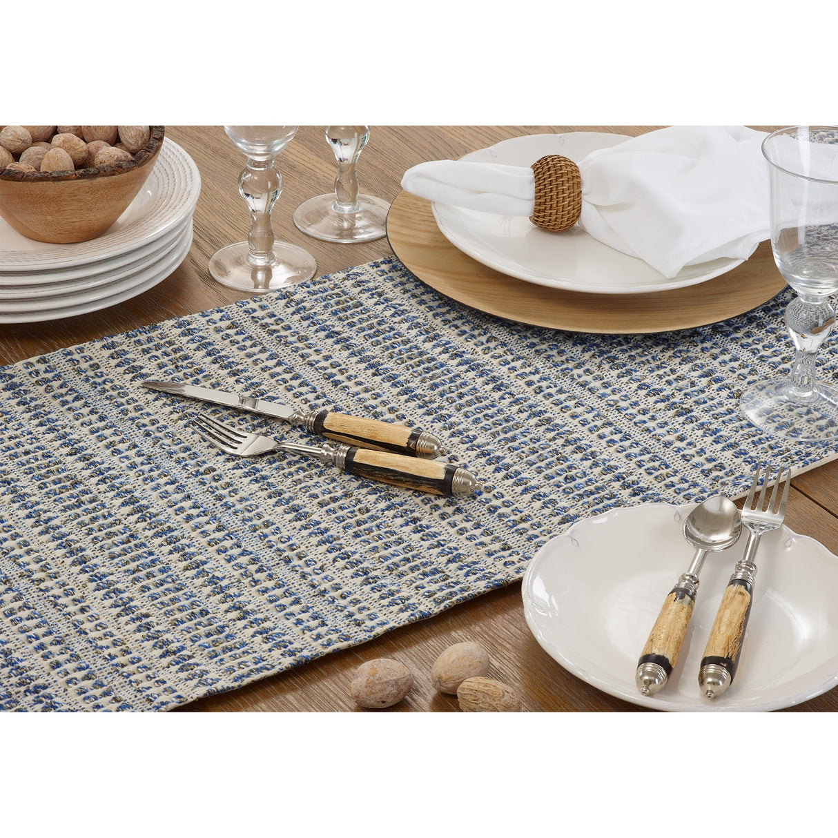 Woven Table Runner With Line Design - 16"x72"