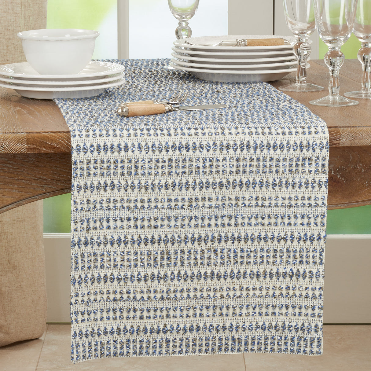 Woven Table Runner With Line Design - 16"x72"