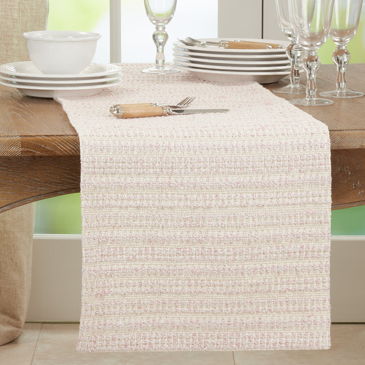 Woven Table Runner With Line Design - 16"x72"