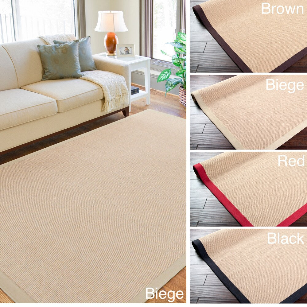 Woven Town Chocolate Sisal with Cotton Border Area Rug