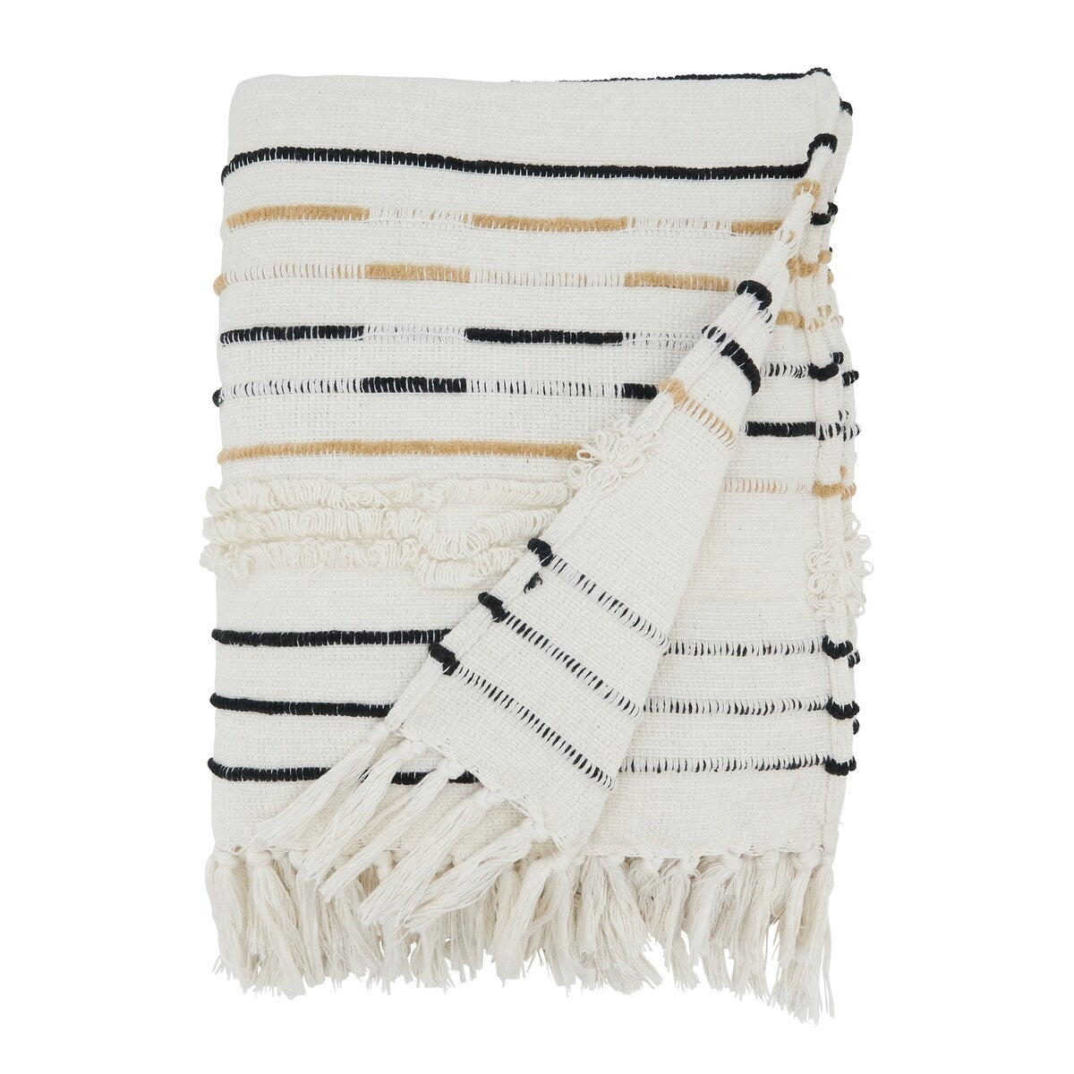 Woven Warmth Corded Fringe Throw Blanket