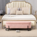 Woven storage Bench with safety hinges, End Bench for Living Room & Bedroom